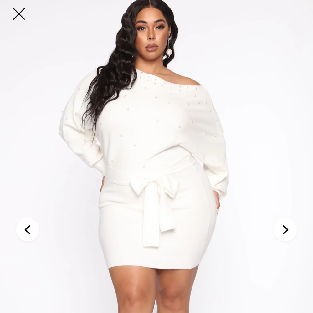 Pearls Are Everything Sweater Mini Dress - Ivory size Large